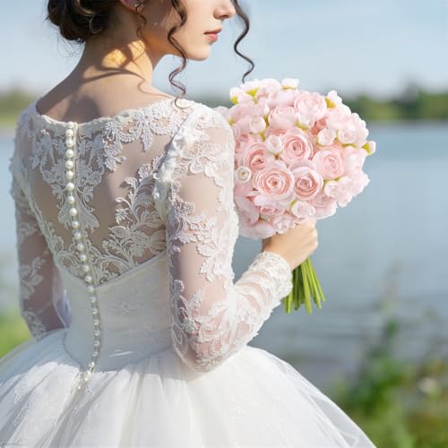 30Pcs Ranunculus Artificial Flowers Faux Silk Mini Flowers Indoor (Shabby Blush)
