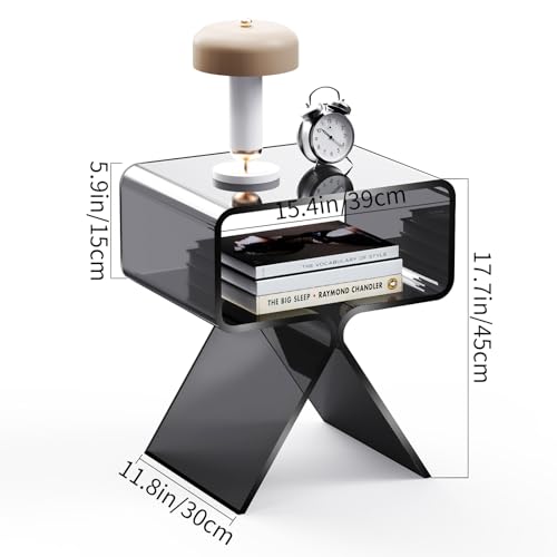 Acrylic Nightstand Bedside Side Table (Black)