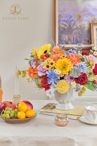 Rainbow Sunflower Artificial Flowers Box Combo Wedding Decor (Rainbow Colorful)