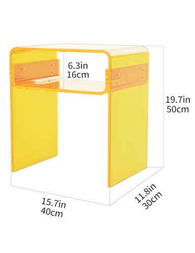Clear Acrylic End Table 2 (Yellow)
