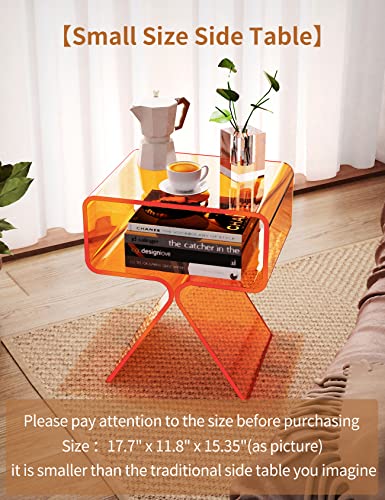 Acrylic Nightstand Bedside Side Table (Orange)