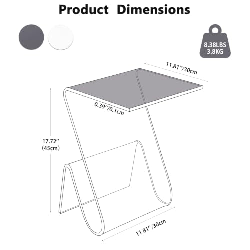 Acrylic Side Table (Dark Smoke)