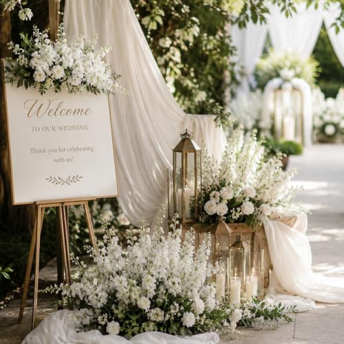 30 Pcs White Delphinium Artificial Flower Bulk (34.25" / White)