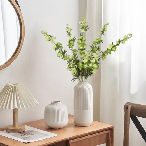 Sage Green Delphinium Artificial Flowers 5PCS Silk Larkspur Realistic Faux Snapdragon for Vase (5pcs-green)