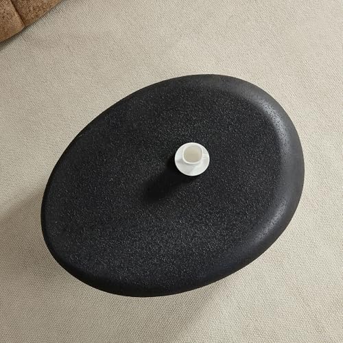 Modern Style Fiberglass Elliptical Coffee Table Set of 2 (Black / 43"+15"(Elliptical))