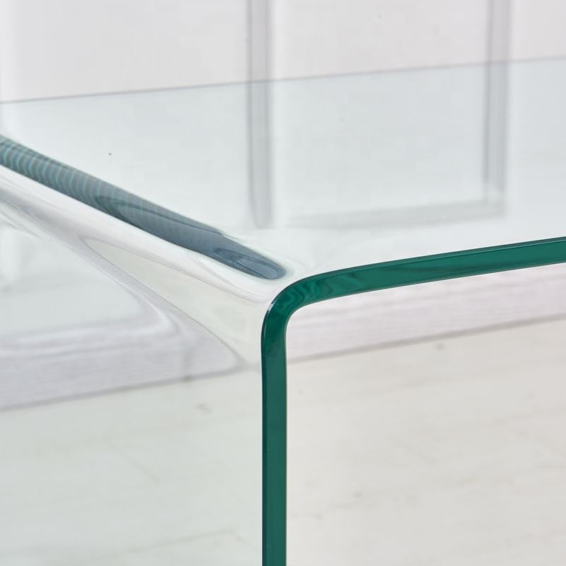 Glass End Table Small Clear Side Tables (15.8"D x 19.72"W x 17.72"H / Clear N Shape)