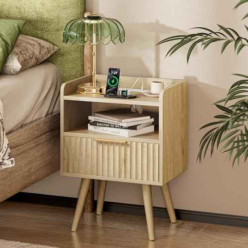 Nightstand with Charging Station (Natural)