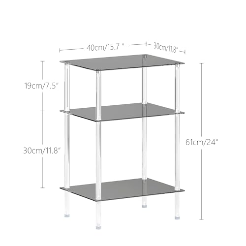 Tempered Glass Side Table (Black / 3 tier High)