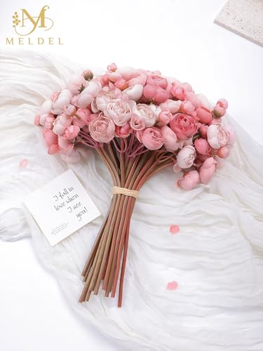 32Pcs Dusty Rose Ranunculus Artificial Flowers for DIY Home Wedding (Dusty Rose)
