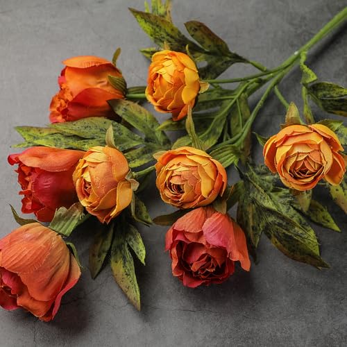 Faux Silk Peony Artificial Flowers Stem for Vase (Autumn)