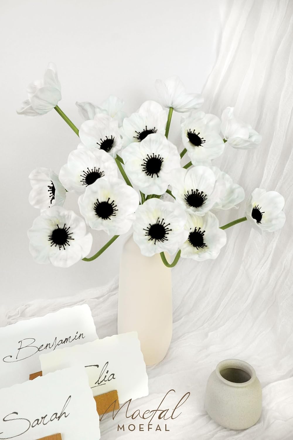White Anemone Artificial Flowers (White)