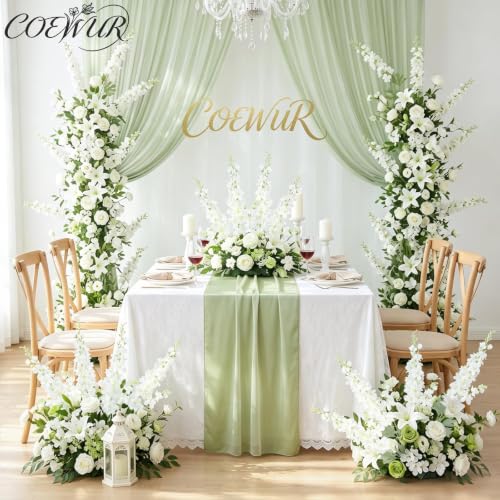 16Pcs White Delphinium Artificial Flowers 33.5" Long Stem Wedding Flower (White)