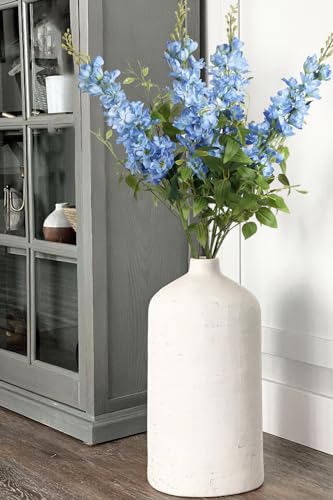 8PCS Blue Delphinium Artificial Flowers 29.5" Combo Clematis Greenery 23.6" Long Stem Flowers for Tall Vase Larkspur Silk Flowers Floral Arrangements Table Party Home Decor (Blue)