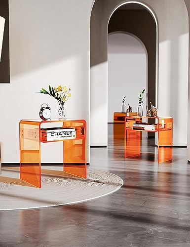Clear Acrylic End Table 2 (Orange Double)