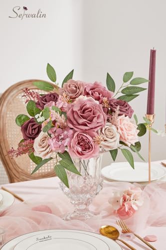 Artificial Flowers Combo Dusty Pink Fake Rose Flower for Wedding (A Baby Dusty Rose / 1 Box)