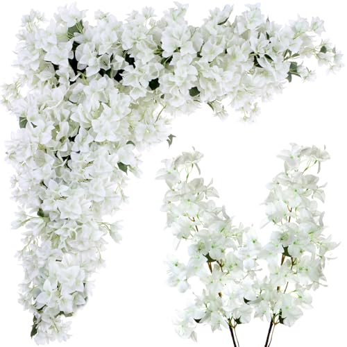 16 Pack Artificial Bougainvillea Bulk Silk Flower (White)