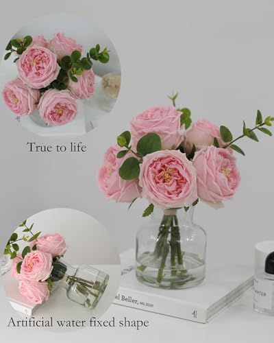 Artificial Flowers with Pink Roses in Vase (Pink Simulated Rose With Vase)