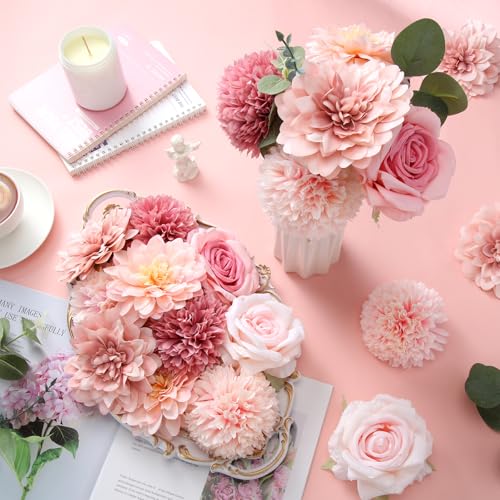 98pcs Artificial Flowers with Stems (Pink Color)