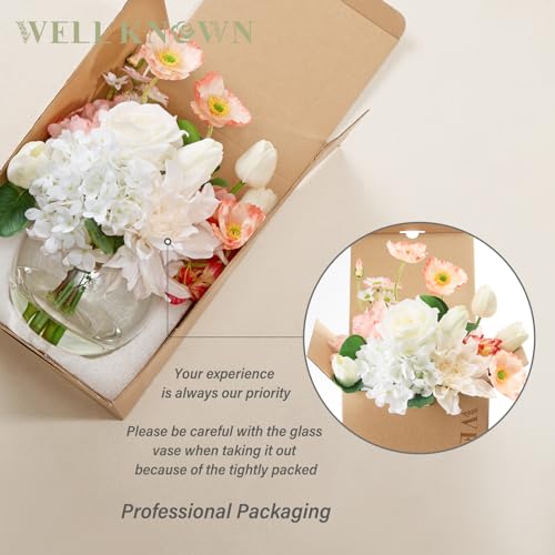 Artificial Flowers in Vase for Seasonal Decor (Mixed White)