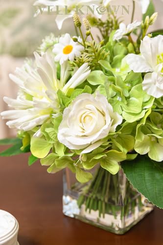Artificial Flowers in Vase with Fake Water (White & Green)