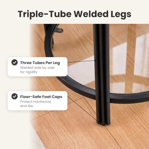 Modern Round Glass Top End Table (Black)