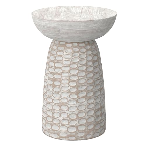 Boyd 13" Wide Solid Wood Round End Table in White Wash (White Wash / 13 inch)