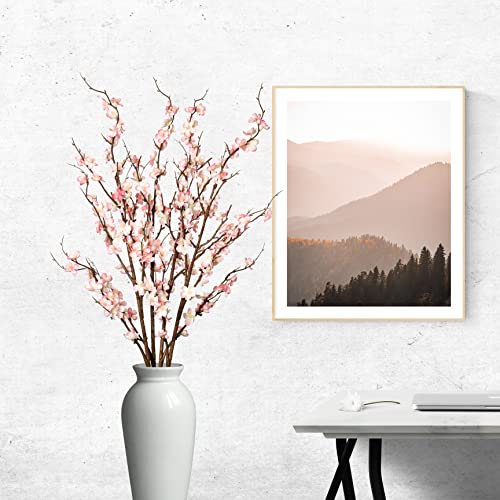 4Pcs Cherry Blossom Branches Artificial Flowers for Spring Summer Indoor Decoration (Pink)