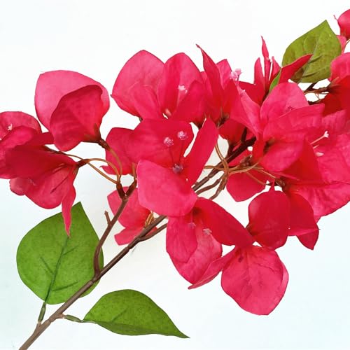 Pack of 16 Artificial Bougainvillea Flower Stems Silk Long Branches Full Blossoms for Home Wedding Table Centerpiece Event Backdrop Indoor Outdoor Decorations (Deep Pink - Pack of 16)