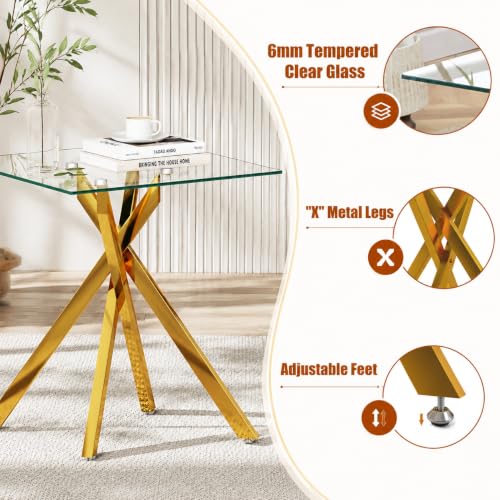 Glass Side Table Set of 2 (Gold)