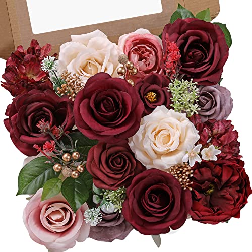 Burgundy Artificial Flowers Combo (Burgundy Champagne / 1 Box)