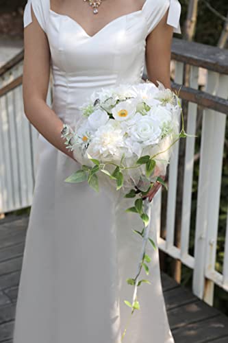 Artificial Flowers Combo Box Set Faux Flowers Bulk Flower Leaf with Stems Arrangements for DIY Wedding Bouquets Party Table Centerpieces Home Decorations Indoor Outdoor (White)
