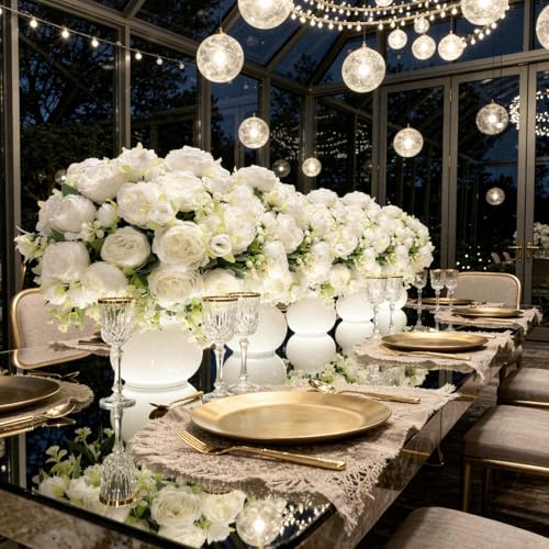 White Peonies Artificial Flowers 24 Bouquets (White)