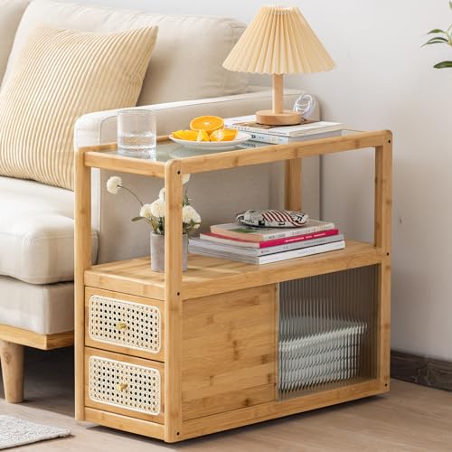 Rattan Nightstand (End Table Wood)