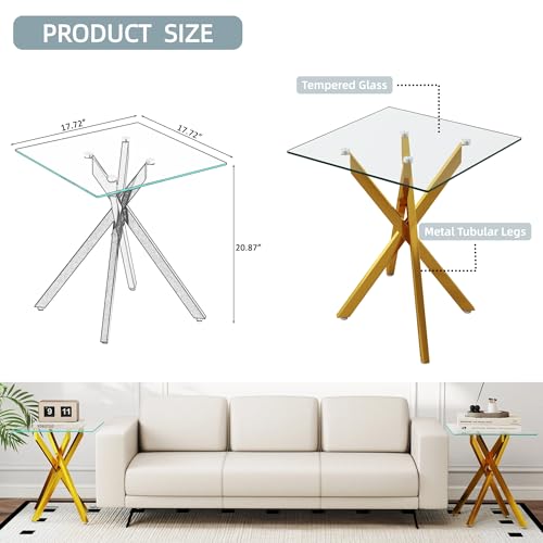 Glass End Table (Gold)
