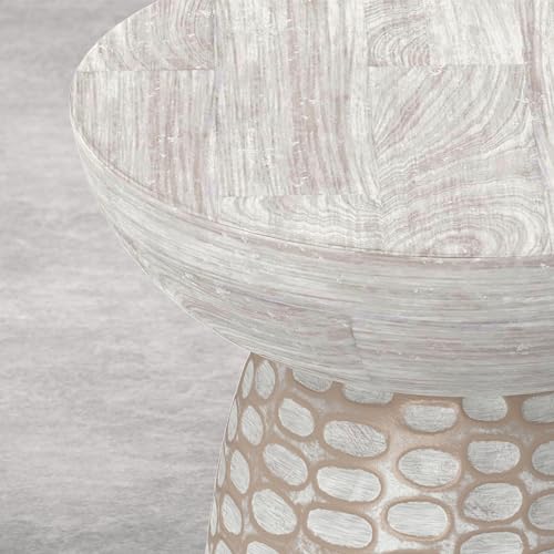 Boyd 13" Wide Solid Mango Wood Table in Distressed White (Distressed White / 13 inch)
