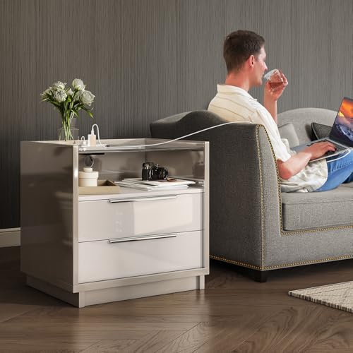 23.6" Nightstand (Cream & Gray)