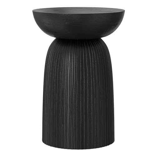Boyd 13" Wide Solid Wood Round End Table in Black (Black / 13 inch)