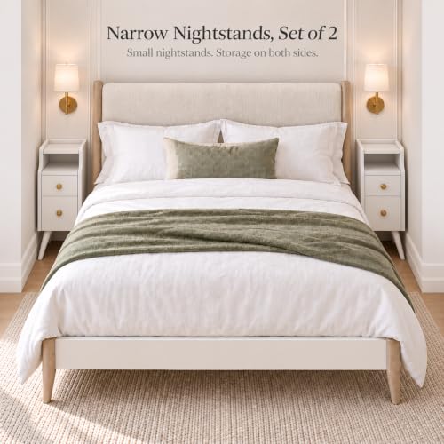 Narrow Nightstand Set of 2 (2 Pc(white) / 15.74''D*7.87''W*19.68''H)