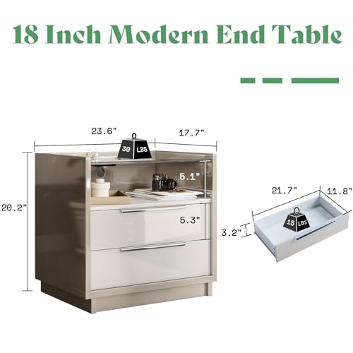 23.6" Nightstand (Cream & Gray)