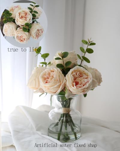 Champagne Roses Artificial Flowers in Vase (Champagne Simulated Rose With Vase)
