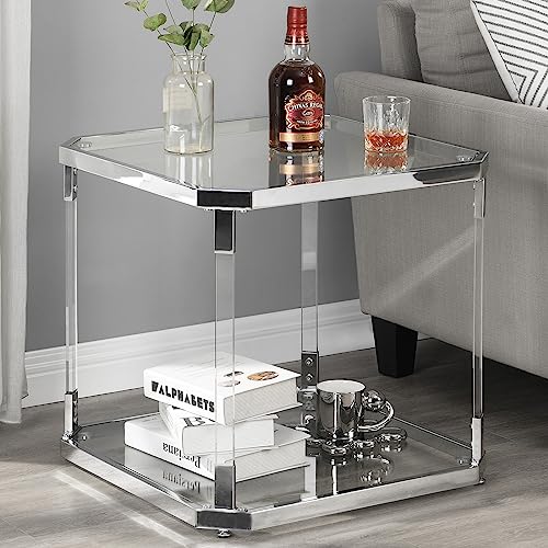 Glass Top Side Table (Silver)