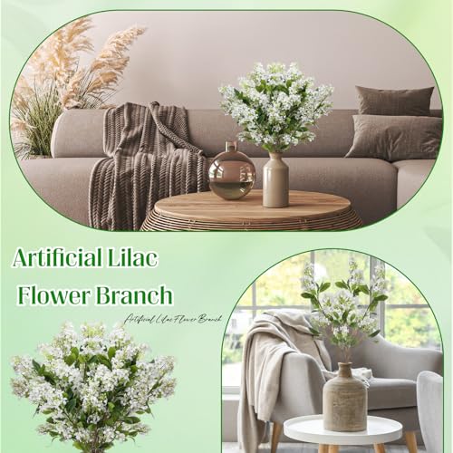 10 Pcs 30" Artificial Lilac Flowers Fake Delphinium Antirrhinum Stem Silk Artificial Flower Branch Floral Arrangement for Vase Centerpieces Wedding Bouquet Home (White)