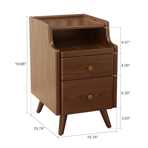 Wood Nightstand (1 Pc(walnut) / 15.74''D*15.74''W*19.68''H)