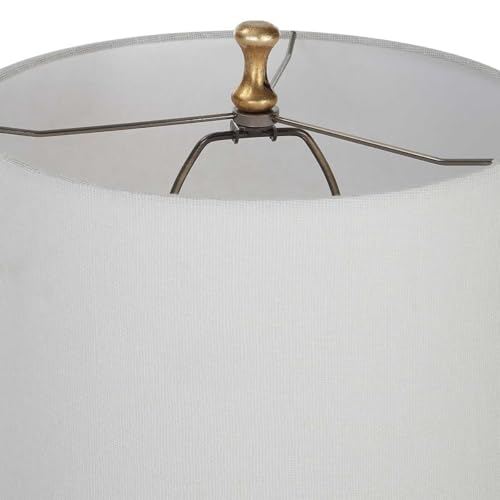 Astrava Gold Leaf Modern Metal Table Lamp with Ivory Linen Shade Set of 2