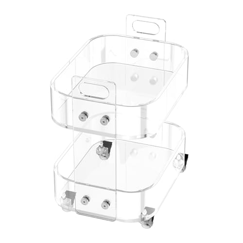 Acrylic Bar Cart with 4 Lockable Wheels (2-Tier Shelf)