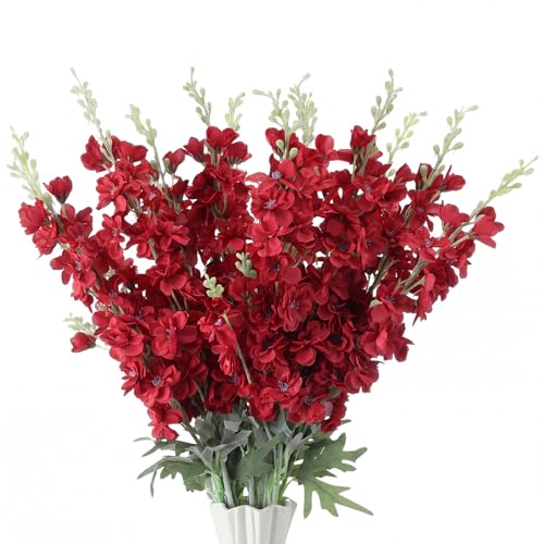 24 Pcs Burgundy Delphinium Artificial Flower Bulk (34.25" / Burgundy)