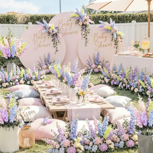 50 Pcs Pastel Delphinium Artificial Flower Bulk (34.25" / Pastel)