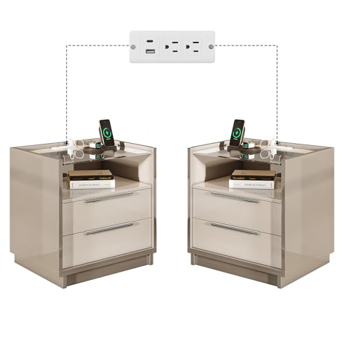 23.6" Nightstand Set of 2 (Cream & Gray)