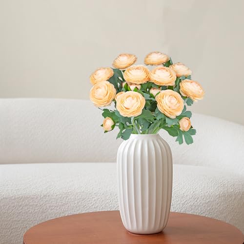 Artificial Ranunculus Flowers with Real Touch Stem (Champagne / 10)