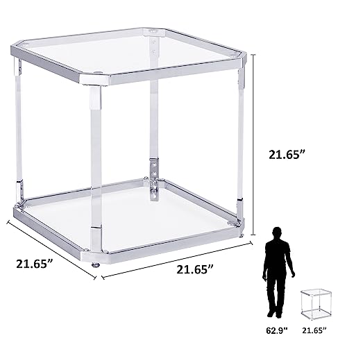 Glass Top Side Table (Silver)